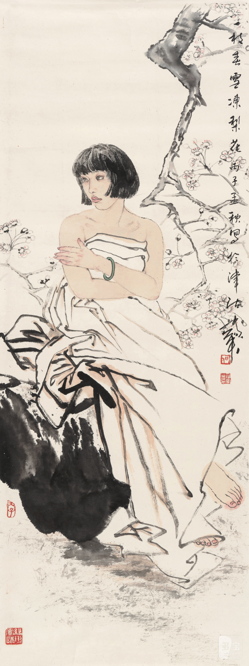 何家英 b.1957 一枝春雪冻梨花 - 图2